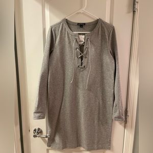 J Crew Mercantile Heather Gray Lace Up Knit Long Sleeve Dress Size Small